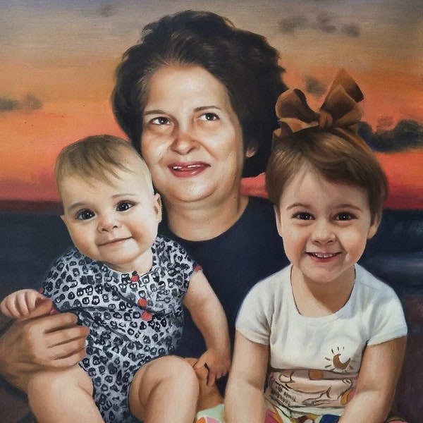 Portrait oil painting, Family Oil painting, Custom oil painting, Portrait custom, children's oil painting Wedding oil painting