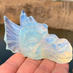 3.2&#39;&#39;+ Opalite quartz,quartz crystal,Crystal Dragon,Dragon Skull,Hand carving,Home Decoration Crystal Gifts 1pc