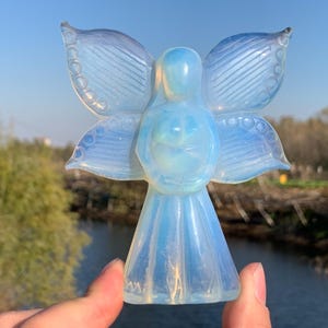 4&#39;&#39;+  Opalite quartz,quartz crystal,hand carved,Crystal Angel,Angel skull,Home Decoration Crystal Gifts 1pc