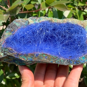 Blue Copper Ore Specimen: Goethite Quartz Crystal Cluster