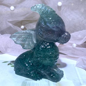 3.1&#39;&#39;+ Natural Green Fluorite quartz,quartz crystal,hand carved,crystal Fly Dragon,Fly Dragon skull,Home Decoration Crystal Gifts 1pc