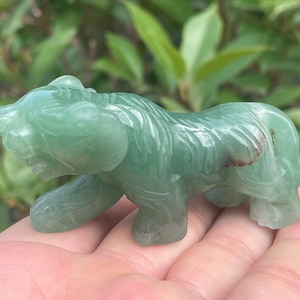3.2&#39;&#39;+ Natural Aventurine quartz,quartz crystal,hand carved,Crystal Tiger,Tiger skull,Home Decoration Crystal Gifts 1pc