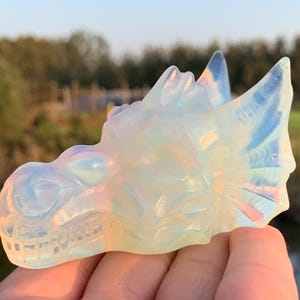 3.2&#39;&#39;+ Opalite quartz,quartz crystal,hand carved,Crystal Dragon,Dragon Skull,Home Decoration Crystal Gifts 1pc