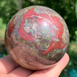 Natural Dragon Blood Stone Quartz Crystal Ball,Hand Made Crystal Sphere,Meditation,Crystal Specimen,Home Decoration Crystal Gifts 1pc