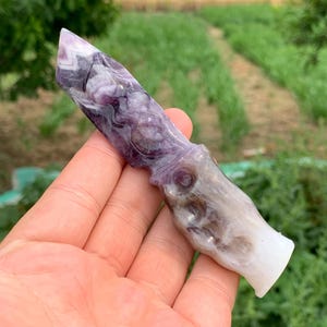 4.7&#39;&#39;+Natural Dreamy Amethyst quartz,quartz crystal,hand carved,crystal knife,Dagger,Wings skull,Luxury Decoration Crystal Gifts1pc