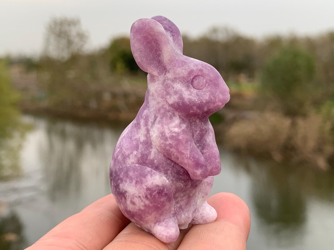 Purple Mica Quartz Crystal Rabbit: Hand Carved Home Decor - Etsy