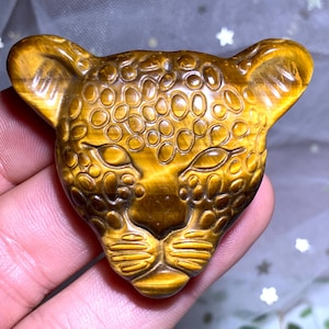 2&#39;&#39;+ Natural Tiger&#39;s eye stone quartz,quartz crystal,hand carved,Crystal Leopard,Leopard skull,Home Decoration Crystal Gifts 1PC