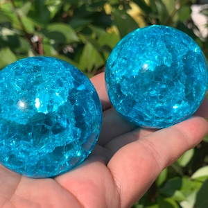 1.9&#39;&#39;+ Magical Blue Aura Crackle Sphere,Crystal Glass Ball,quartz Crystal,Crystal Ball,Crystal sphere,Home Decoration Gifts 1pc