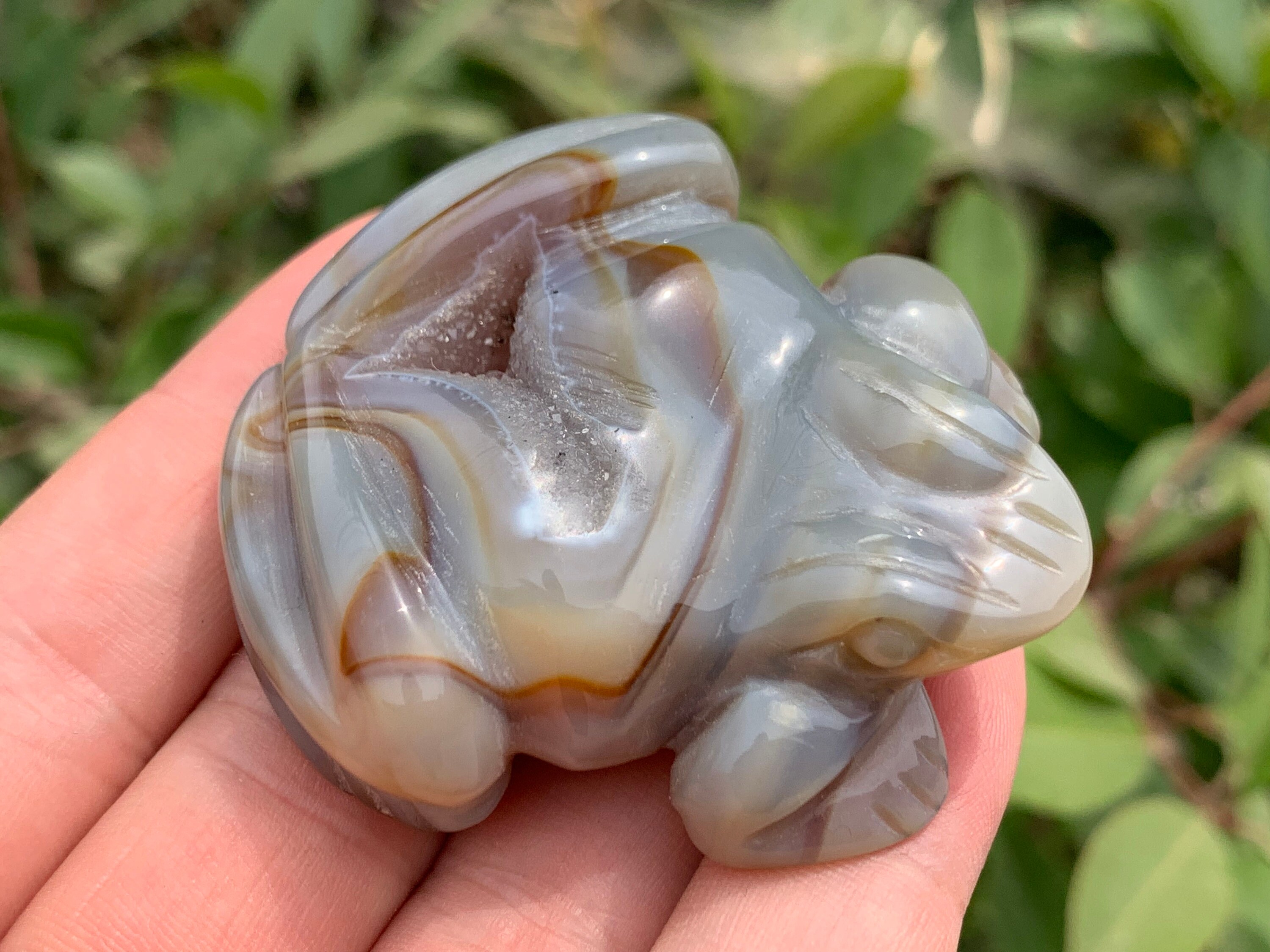 瑪瑙ジオード水晶カエル標本：手彫り - Etsy 日本