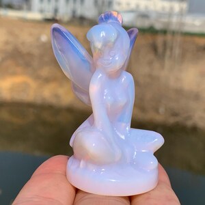 2.5&#39;&#39;+ Pink Opalite quartz,quartz crystal,hand carved,Crystal Angel,Angel skull,Home Decoration Crystal Gifts 1PC