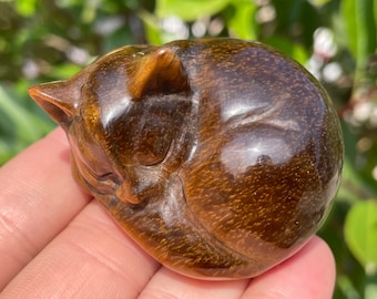 2&#39;&#39;+ Natural Tiger&#39;s eye stone quartz,quartz crystal,hand carved,Crystal Cat,Cat skull,Home Decoration Crystal Gifts 1pc