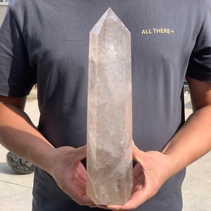 13.2&#39;&#39; 6.93LB + Large Natural Clear Quartz,Quartz Crystal,Crystal Obelisk,Crystal Tower,Wand Point,Reiki Healing,Crystal Gifts BZ-8