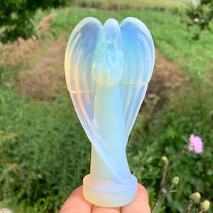 4.5&#39;&#39;+ Opalite quartz,quartz crystal,hand carved,Crystal Angel,Angel skull,Home Decoration Crystal Gifts 1pc