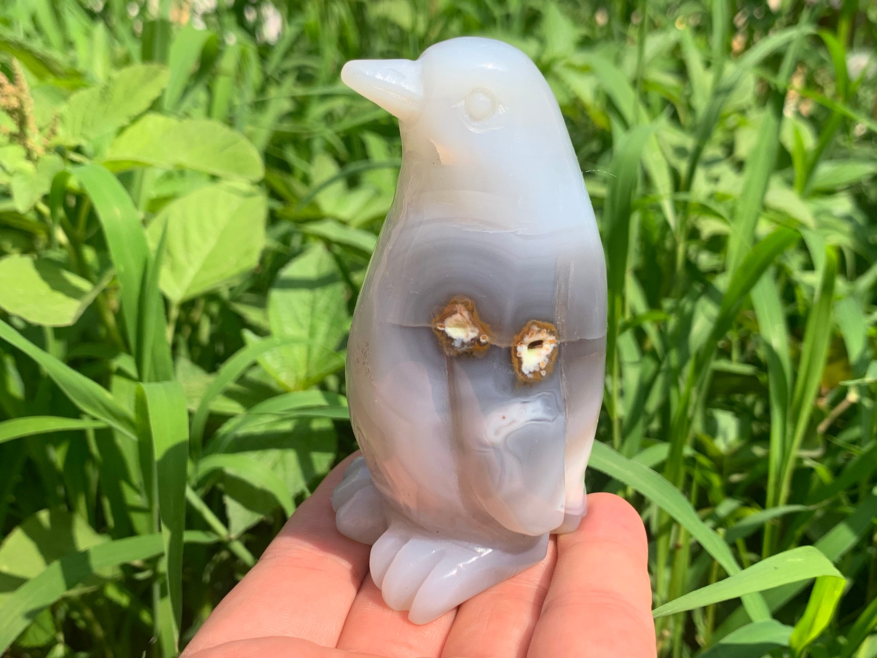 3.5インチ以上の天然瑪瑙ジオードクォーツ、水晶、手彫り