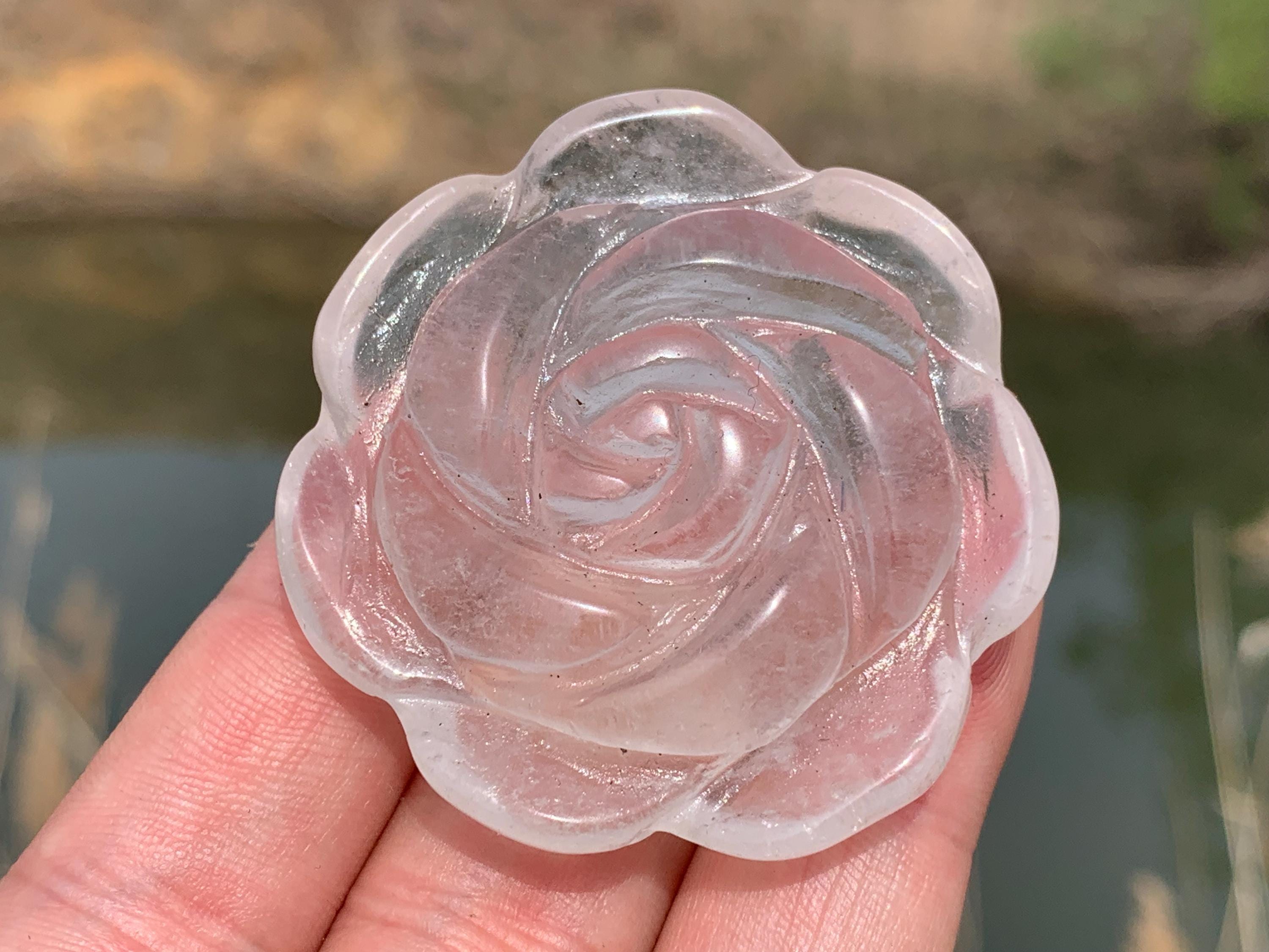 1.8''+ Natural Clear quartz,quartz crystal,hand carved,Crystal Rose,Flowers skull,Home Decoration Crystal Gifts 1pc
