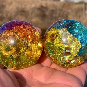 1.9&#39;&#39;+ Titanium Rainbow Magical Aura Crackle Sphere,Crystal Glass Ball,quartz Crystal,Crystal Ball,Crystal sphere,Home Decoration Gifts 1pc