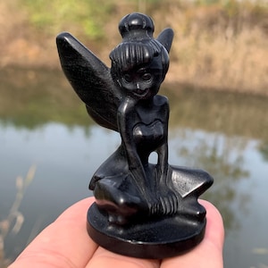 2.5&#39;&#39;+ Natural Obsidian quartz,quartz crystal,hand carved,Crystal Angel,Angel skull,Home Decoration Crystal Gifts 1PC
