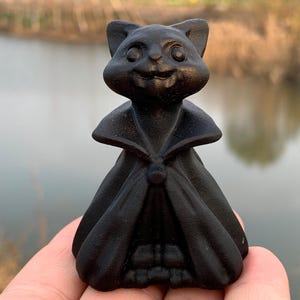 Cuarzo obsidiana natural de 2,3&#39;&#39;+, cristal de cuarzo, tallado a mano, gato de cristal, calavera de gato, decoración del hogar, regalos de cristal, 1 pieza