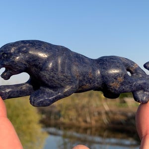 4.4&#39;&#39;+ Natural Sodalite quartz,quartz crystal,hand carved,Crystal Leopard,Leopard skull,Home Decoration Crystal Gifts 1pc