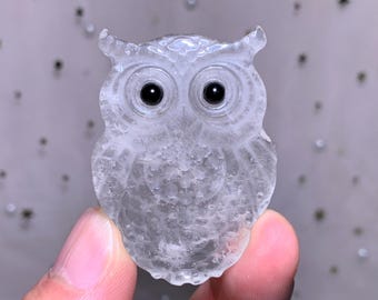 水晶フクロウスカル 透明水晶のスカル ～ 大型 6ポンド13オンス ～ 長さ6インチ