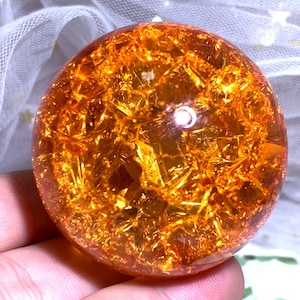1.9&#39;&#39;+ Magical Orange Aura Crackle Sphere,Crystal Glass Ball,quartz Crystal,Crystal Ball,Crystal sphere,Home Decoration Crystal Gifts 1pc