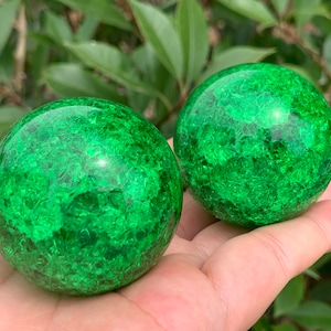 1.9&#39;&#39;+ Magical Green Aura Crackle Sphere,Crystal Glass Ball,quartz Crystal,Crystal Ball,Crystal sphere,Home Decoration Gifts 1pc