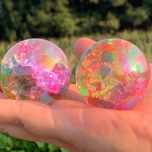 1.9&#39;&#39;+ Titanium Rainbow Magical Aura Crackle Sphere,Crystal Glass Ball,quartz Crystal,Crystal Ball,Crystal sphere,Home Decoration Gifts 1pc