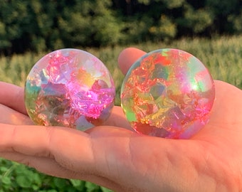 1.9&#39;&#39;+ Titanium Rainbow Magical Aura Crackle Sphere,Crystal Glass Ball,quartz Crystal,Crystal Ball,Crystal sphere,Home Decoration Gifts 1pc