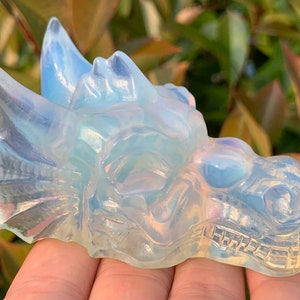 3.2&#39;&#39;+ Opalite quartz,quartz crystal,Crystal Dragon,Dragon Skull,Hand carving Crystal Gifts 1pc
