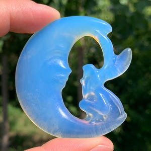 1.7&#39;&#39;+ Opalite quartz,quartz crystal,hand carved,Crystal Moon Flower Fairy,Angel skull,Home Decoration Crystal Gifts 1PC