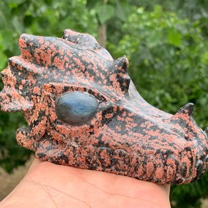 5.3&#39;&#39;+ Natural Plum Blossom Stone Quartz,quartz crystal,hand carved,Crystal Dragon,Dragon Skull specimen,Home Decoration Crystal GiftsLK-329