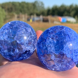 1.9&#39;&#39;+ Magical Blue Aura Crackle Sphere,Crystal Glass Ball,quartz Crystal,Crystal Ball,Crystal sphere,Home Decoration Gifts 1pc