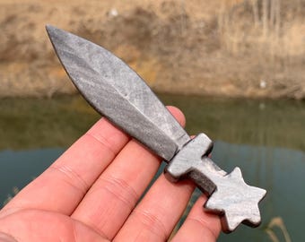 5,1 &#39;&#39;+ Natural Silver Obsidian Quarz, Quarzkristall, handgeschnitzt, Kristalldolch, Kristalldolchmuster, Dekorationskristallgeschenke 1Stk