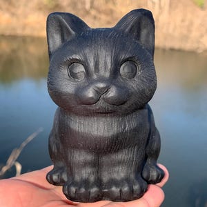 Cuarzo obsidiana natural de 3,9 pulgadas o más, cristal de cuarzo, tallado a mano, gato de cristal, calavera de gato, decoración del hogar, regalos de cristal, 1 pieza