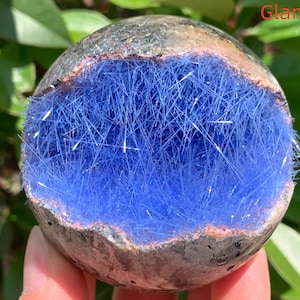 Muestra de magnetita, cristal de cuarzo, goethita, mineral de cobre azul, cúmulo de esferas de cristal, muestra mineral, regalos de cristal energético (1 unidad)