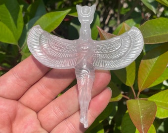 3&#39;&#39;+ Natural Clear quartz,quartz crystal,hand carved,Crystal Angel,Angel skull,Crystal Gifts 1pc