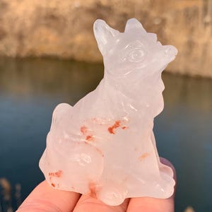 2.6&#39;&#39;+ Natural Clear quartz,quartz crystal,hand carved,Crystal Fox,Fox skull,Home Decoration Crystal Gifts 1pc