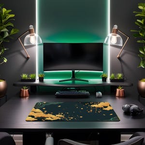 Enchanting Forest LED Mousepad - Elegant Green Desk Decor, XXL Gaming Mat, Minimalist Aesthetic idyllic golden forest custom mouse pad