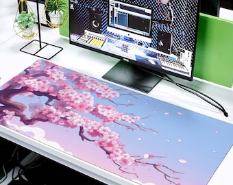 Sakura XXL Desk Mat: Pink Cherry Blossom Japanese Mousepad