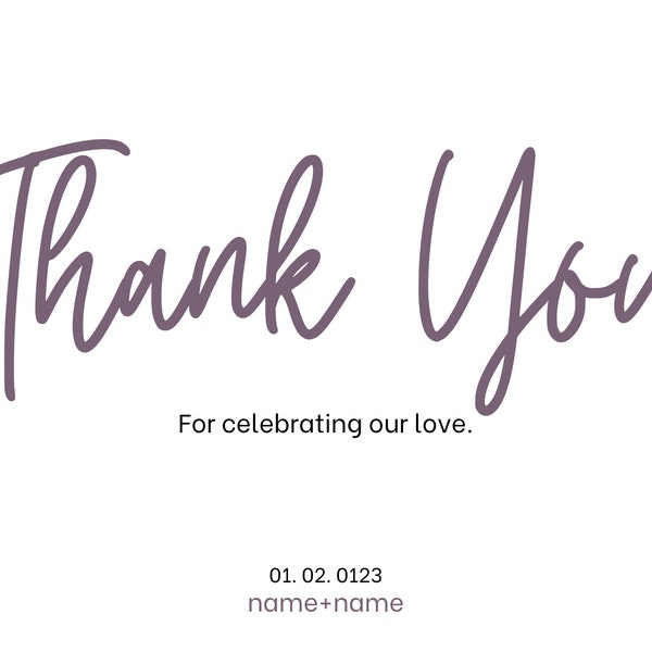 Wedding Guest Thank You Card-Digital Canva Template