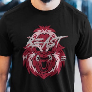 Camiseta de fitness Beast Mode, camisa de fitness masculina para homens, camiseta de ginástica para ele, camiseta de treino, presente para marido, camiseta de levantamento de peso