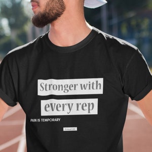 Stronger with every rep fitness T-shirt, Men&#39;s Fitness Shirt, Gym T Shirt for Him, Workout T shirt, Gift for Husband, Lifting t shirt