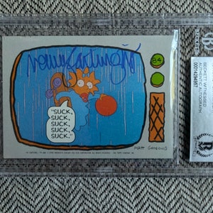 Handsignierte Nancy Cartwright Stimme von Maggie Simpson 1990 Topps Trading card # 84 Authentifiziert durch Beckett