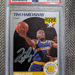 Autographed Tim Hardaway Golden State Warriors Fleer Rookie card Authenticated and slabed by PSA