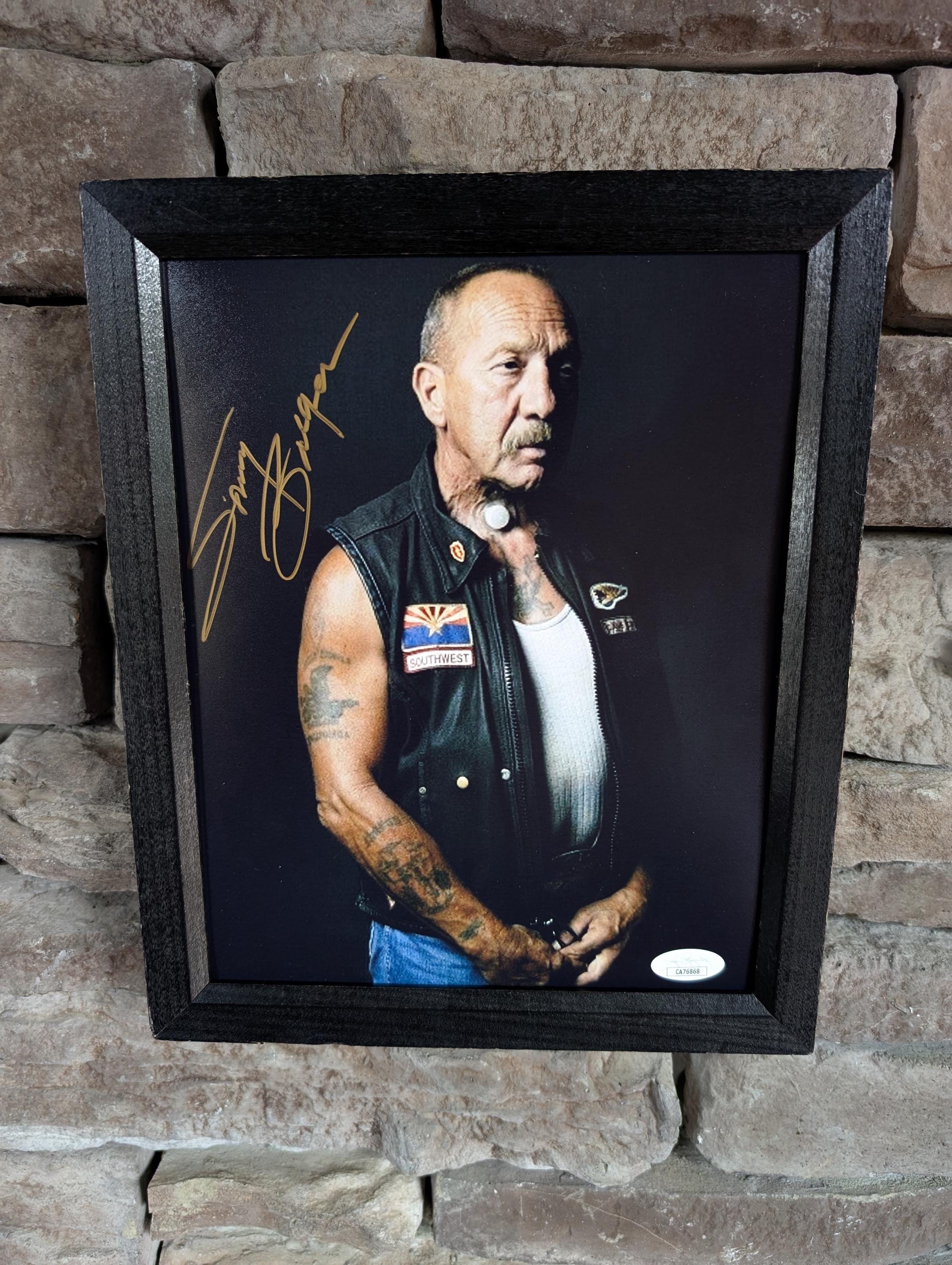 Autographed Sonny Barger Hells Angels Founder 8x10 Inch Framed
