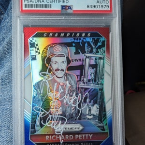Signierte Nasscar-Legende Richard Petty Panini Prizm Sammelkarten PSA-Authentizität und slabed