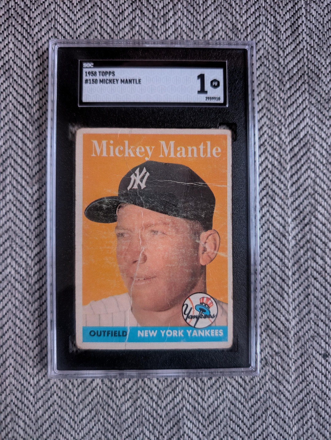 1958 Topps # 150 Mickey Mantle Baseball Card NY Yankees SGC Graded