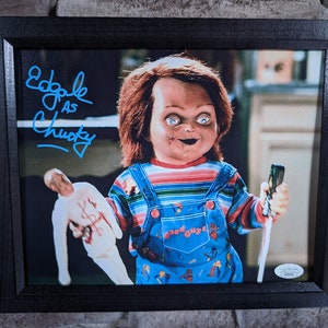 Autographed Ed Gale Chucky in Childs Play 8x10 inch framed photo with certificate of authenticity from JSA