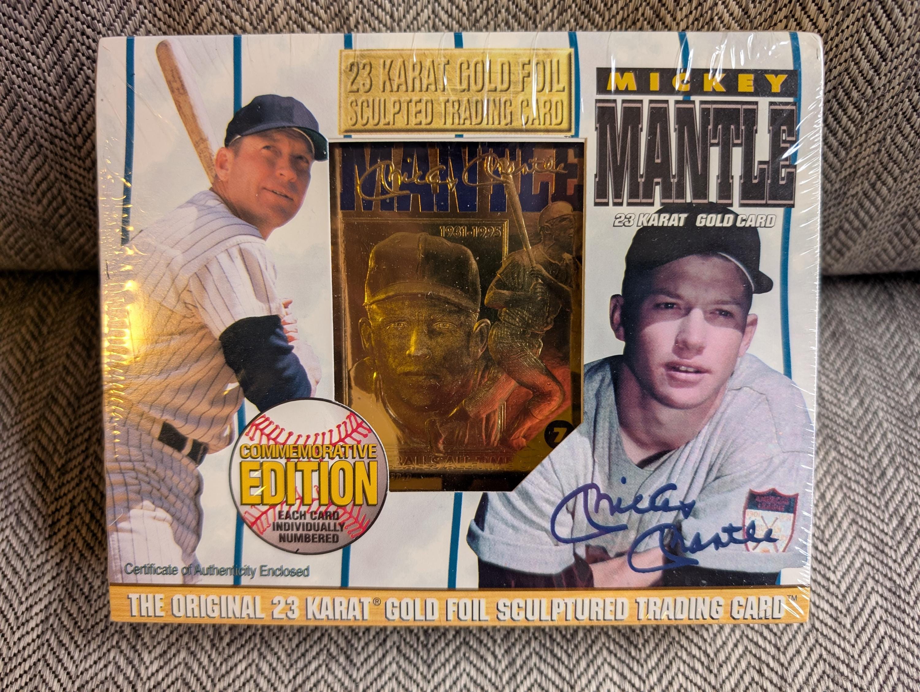 Vintage 1996 Bleachers Mickey Mantle 23 Karat Gold Foil Sculpted