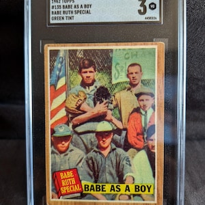 1962 Topps #135 Carte de baseball Babe Ruth NY Yankees Babe As a Boy, note 3 SGC Très bon état.